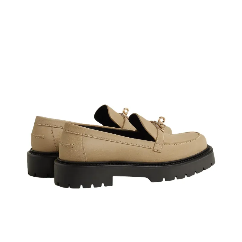 HERMES Icone Loafers 3cm Women's Beige-3