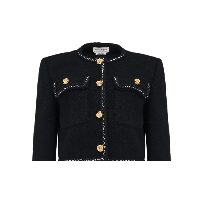 Alexander McQueen Cropped Tweed Jacket-5