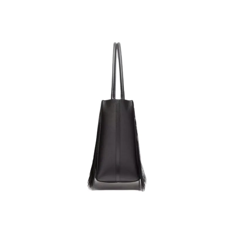 Valentino Vlogo Leather Tote Bag, Shopping Bag, Handbag, Shoulder Bag Medium Size Women's Black-2