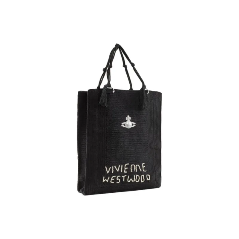 Vivienne Westwood Cotton Tote Bag, Shopping Bag, Shoulder Bag, Handbag Tubas Unisex Black-1