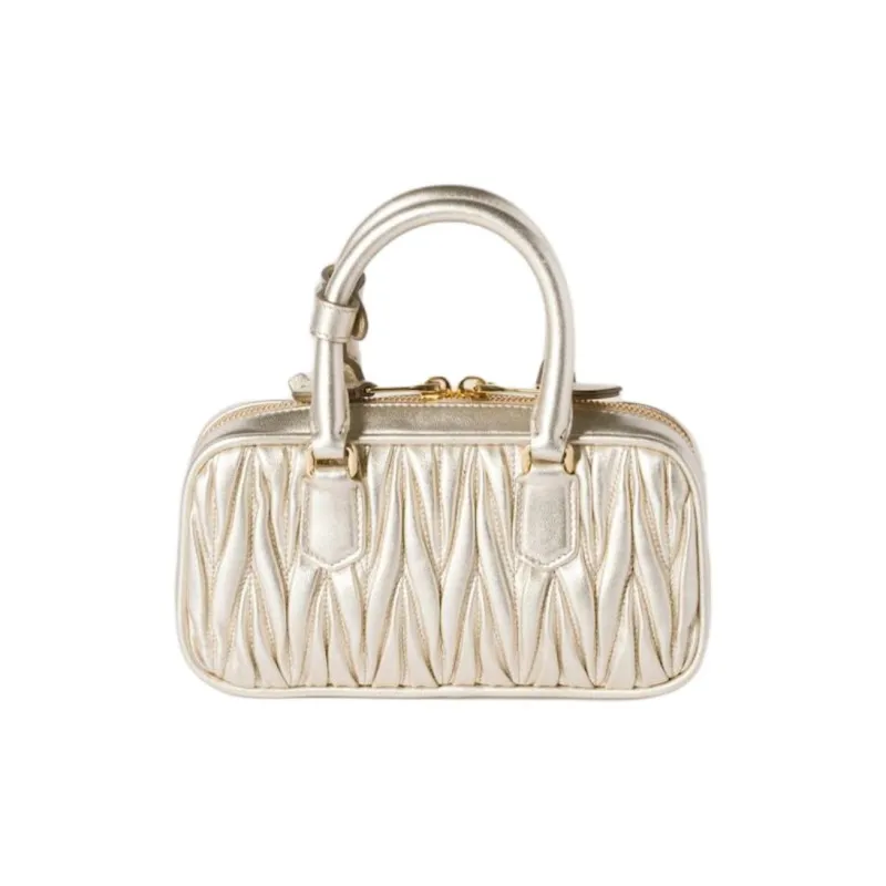 MIU MIU Arcadie Series Nappa Leather Shoulder Bag, Crossbody Bag, Handbag Mini Women's Yellow Iron Ore-2