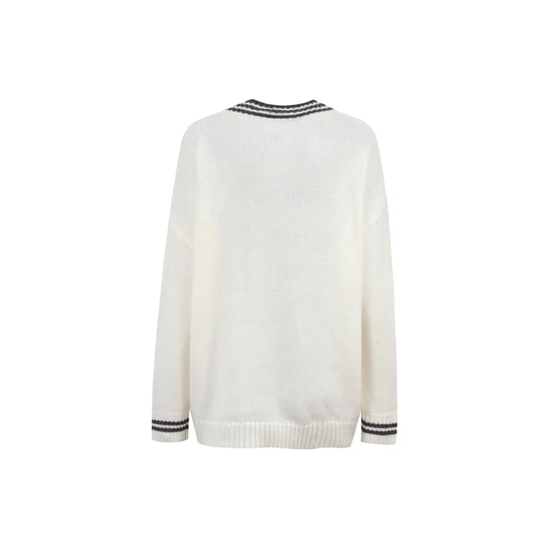 Ariseism V Neck Jersey Style Loose Fit Long Sleeved Knitwear Sweater Fall New Arrival Top Women's-1