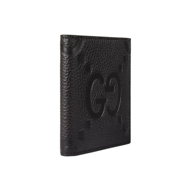 GUCCI Grained Leather Wallet Large Size Men's Black-1