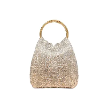Valentino CARRY SECRETS Rhinestone Bucket Bag Handbag Small Size Women's Gold