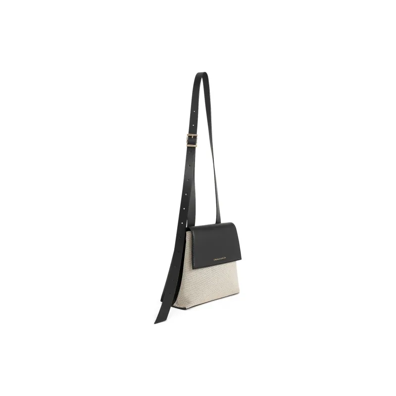 CHARLES&KEITH PU, Textile Mixture Crossbody Bag Small Size Women's Multi Composite Color-1