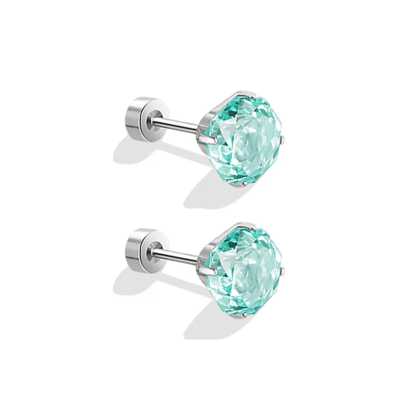 LINGJIE Zircon Titanium Steel Stud Earrings Women's-11