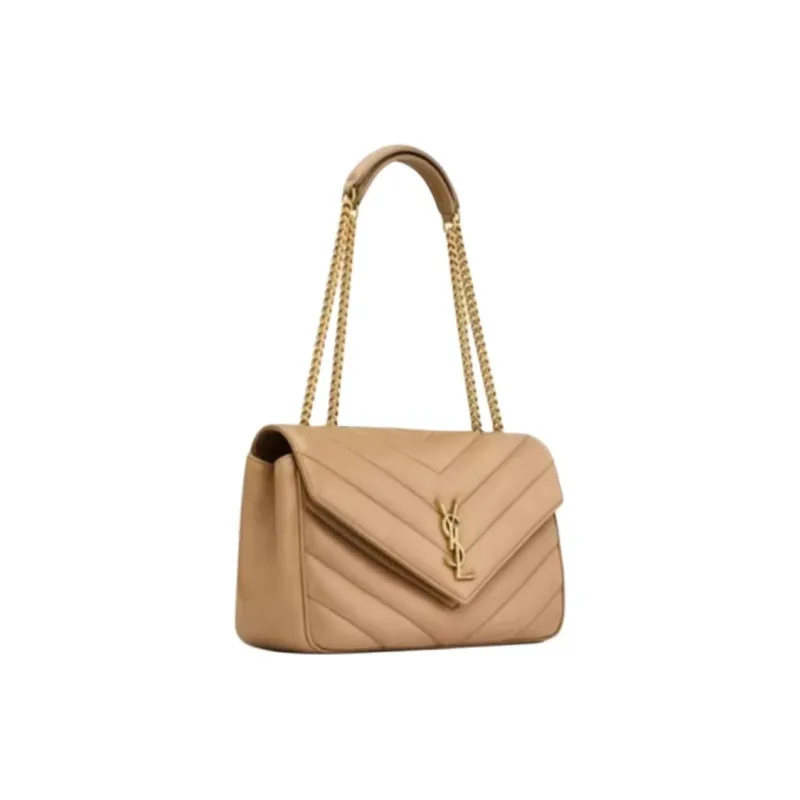 SAINT LAURENT LOULOU Sheepskin Envelope Bag Crossbody Bag Shoulder Bag Medium Size Women's Natural Brown Yellow-1