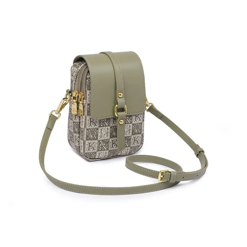 GELANDAI PVC Cell Phone Pouch, Shoulder Bag, Crossbody Bag Trumpets Women's Apricot/Mint Green-8