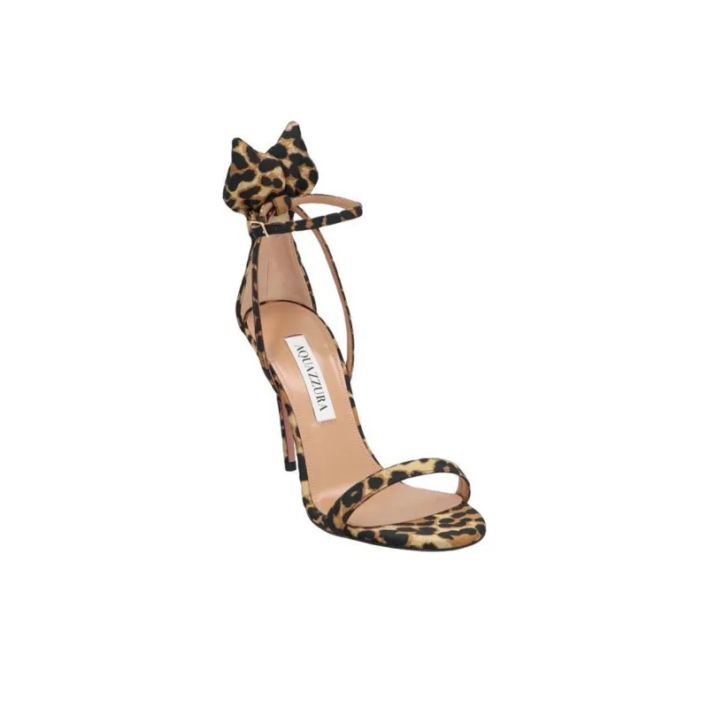 AQUAZZURA Bow Tie 105mm Leopard Sandals-2