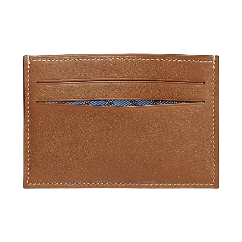 HERMES Evercolor Leather Card Holder Men's Gold Brown-1