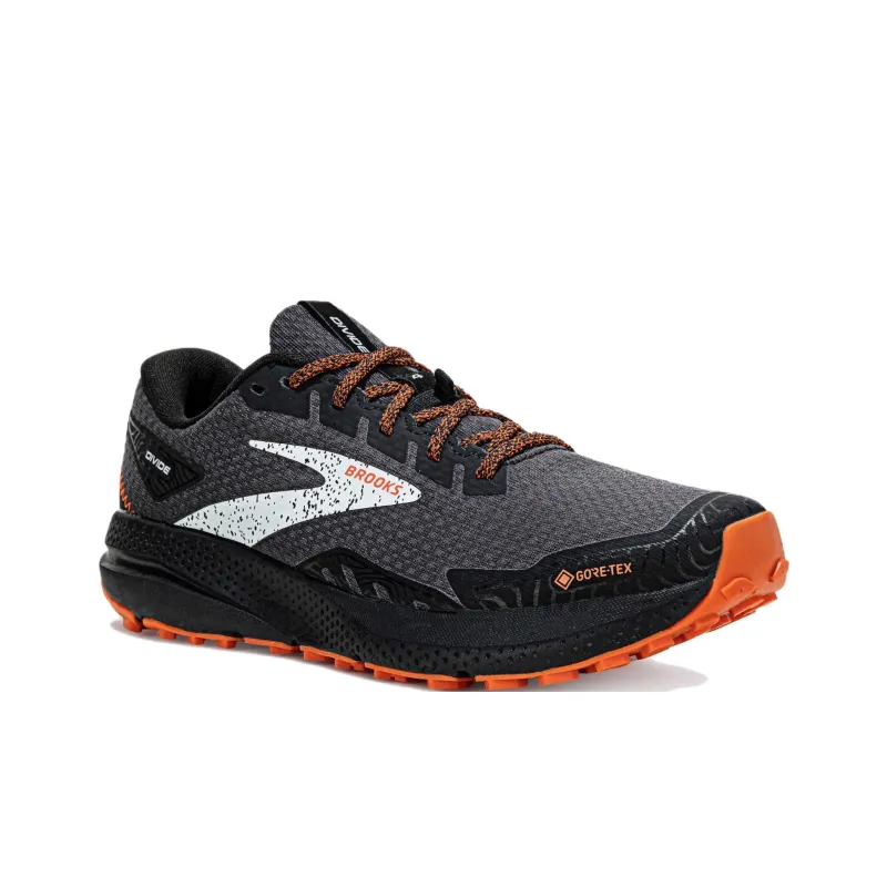 Brooks Divide Slip Resistant Low Top Running Shoes Men's Black Orange-1