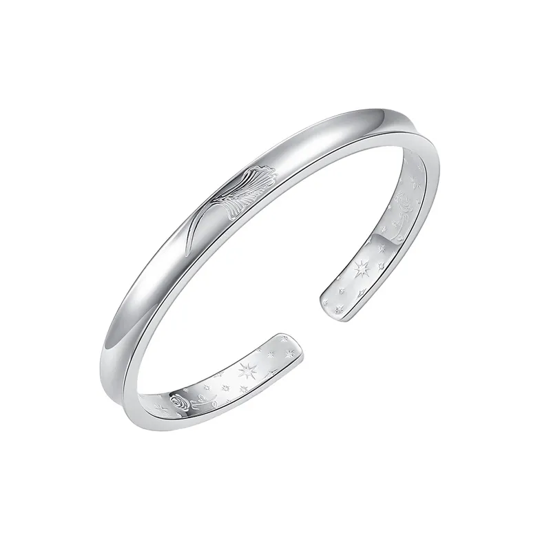 Chinese Jewelry 999 Fine Silver Bangles Women's-0