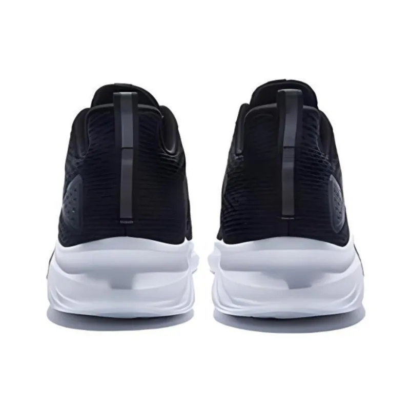QIAODAN Anti Slip Wear Resistant Low Top Running Shoes Men's Black White-3