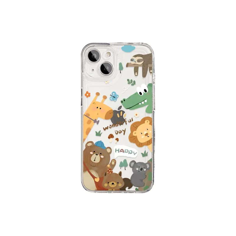 Wei Xin TPU Material Forest Zoo Phone Cases Compatible With IPhone 16/15 Pro Max/Apple 13/14 Pro Max/12 Series-0