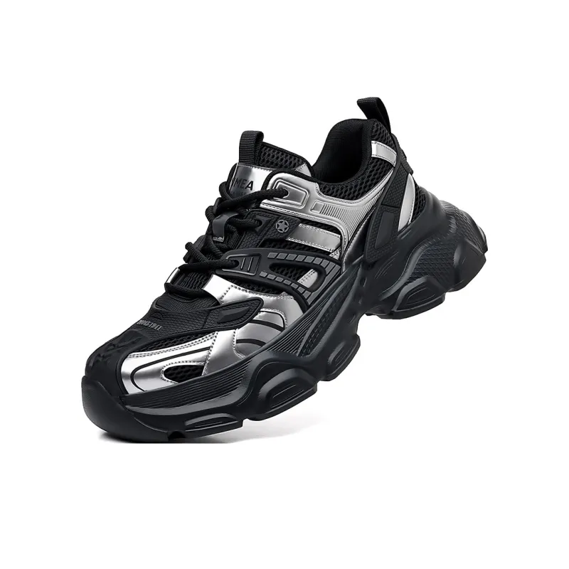 GIHO Anti Slip Wear Resistant Low Top Chunky Sneakers Men's Space Silver Color-1