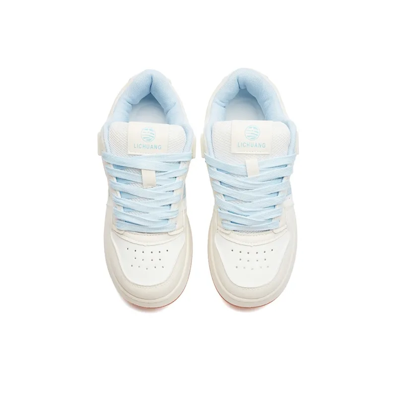 MEXICAN Anti Slip Wear Resistant Low Top Skateboard Shoes Women's White Blue-4