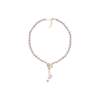 ZHENZHUAOMI Freshwater Pearl Necklaces Women's Pink Purple
