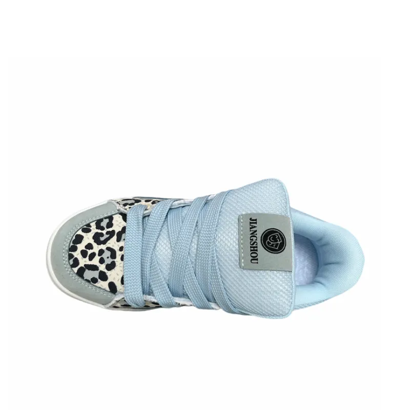 JIANGSHOU Anti Slip Wear Resistant Low Top Skateboard Shoes Women's Ice Blue-5