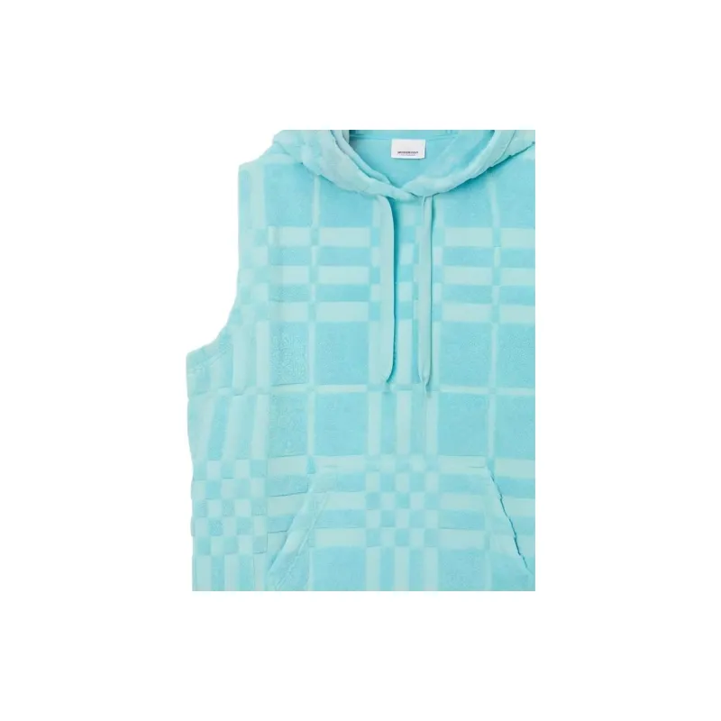 Burberry Check Cotton Jacquard Hoodie Blue-3