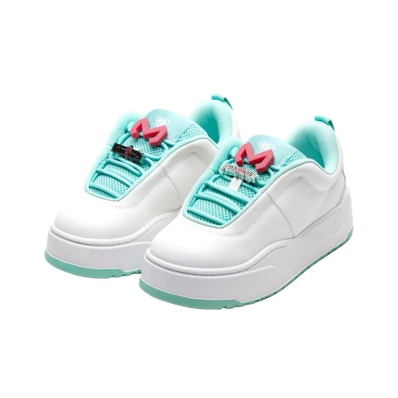 M26D Anti Slip Wear Resistant Low Top Skateboard Shoes Unisex White Green-1