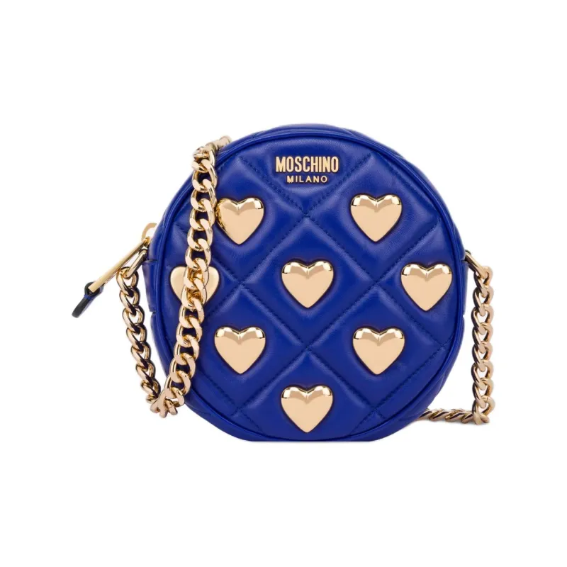 MOSCHINO Sheepskin Small Round Bag, Shoulder Bag, Crossbody Bag Women's Royal Blue-1