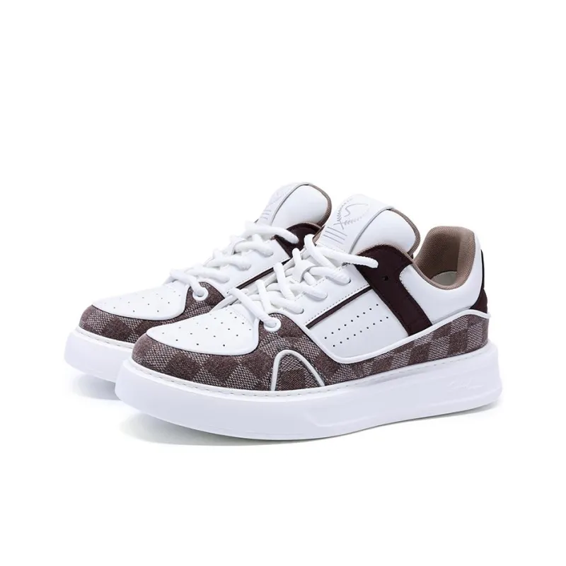 Satchi Slip Resistant Cushioning Wear Resistant Breathable Height Increasing Low Top Skateboard Shoes Men's Coffee-2