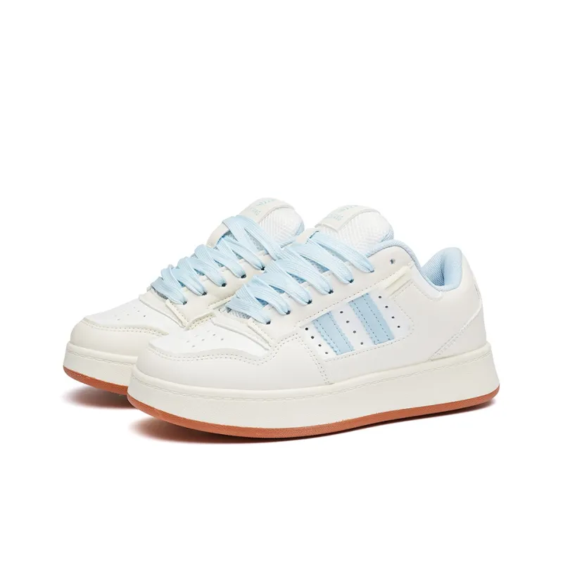 MEXICAN Anti Slip Wear Resistant Low Top Skateboard Shoes Women's White Blue-2