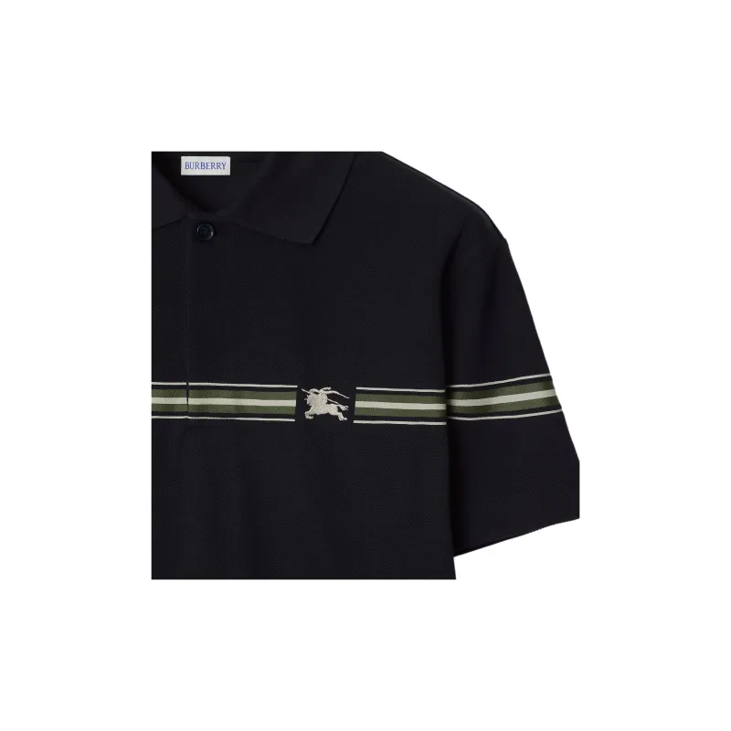 Burberry Equestrian Knight Motif Striped Polo Shirt-4