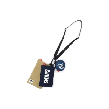 CHUMS Cotton Document Wallet Card Holder Coin Purse Regular Unisex Marine Blue & Beige