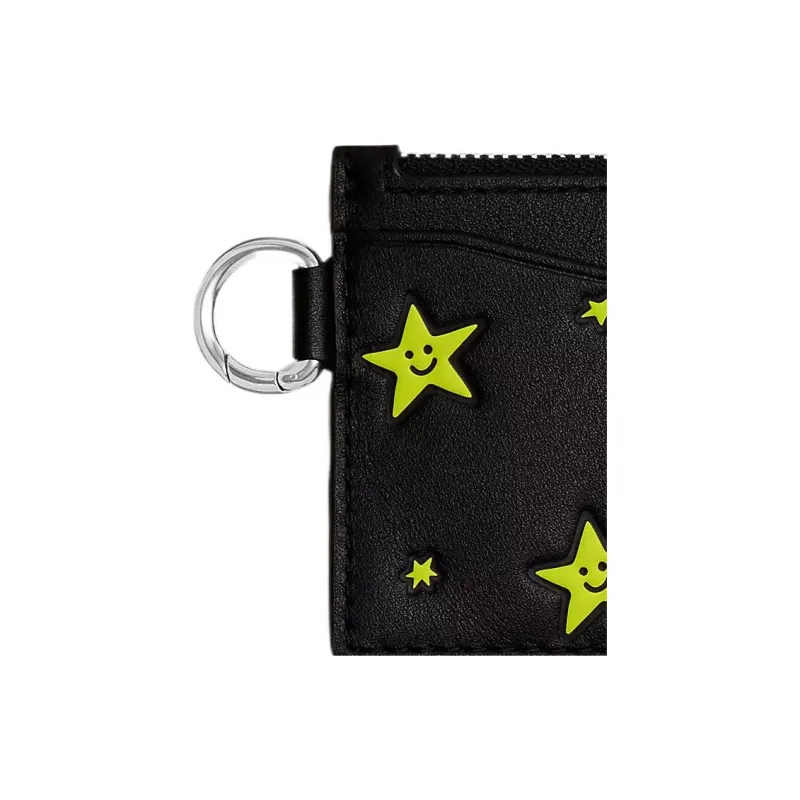 COACH Zip Top Card Case Glove Tanning Coin Purse, Card Holder Regular Men's Black-3