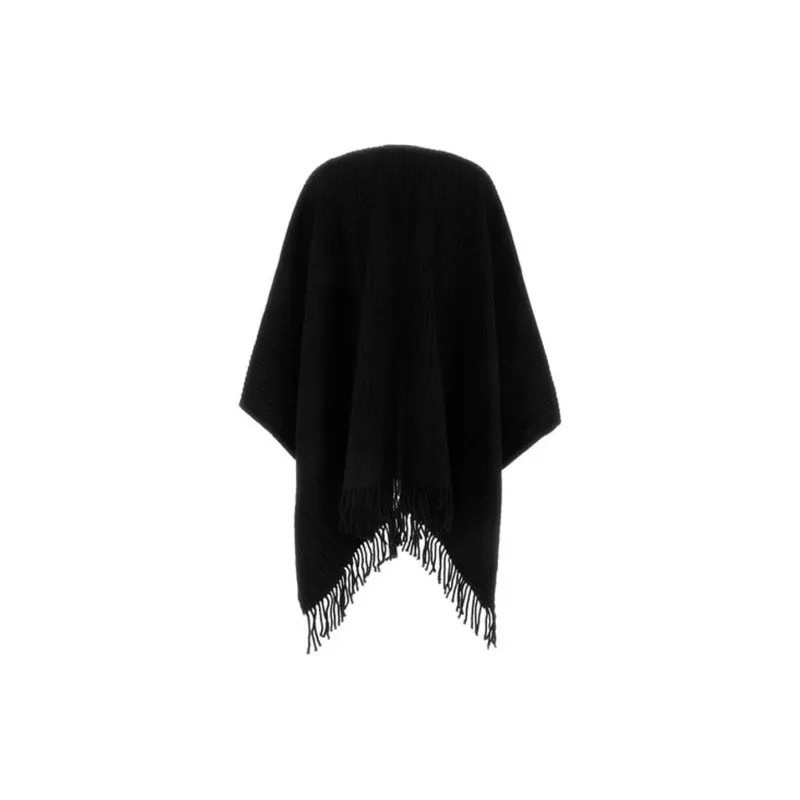 Valentino V Neck Fringed Edge Poncho-1