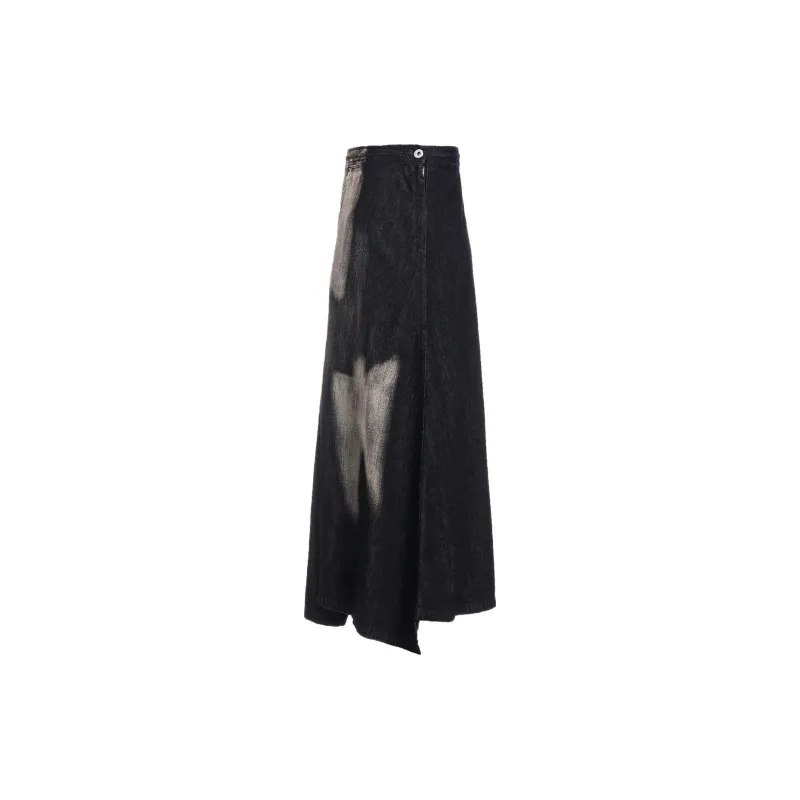 Yohji Yamamoto Denim Long Skirt Women's Black-2