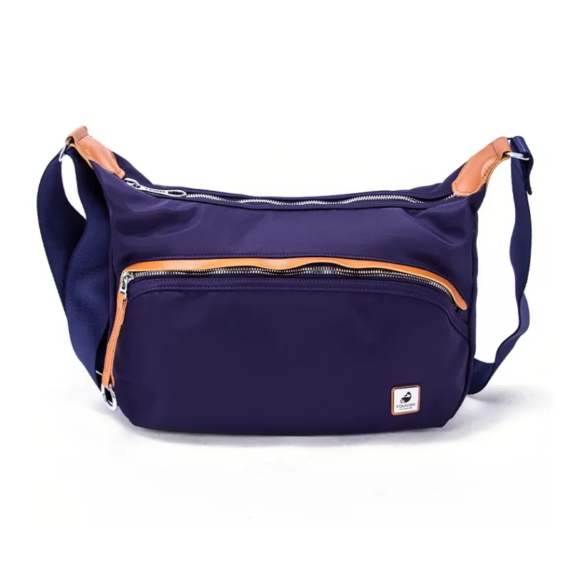 FOUVOR Oxford Shoulder Bag Medium Size Women's Light Green/classic Black/grape Purple-6
