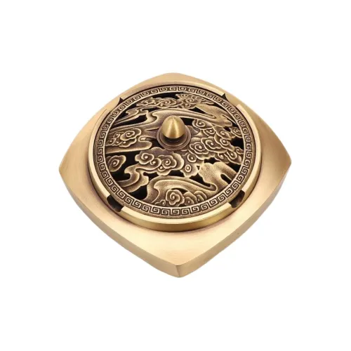 Xuan Rafters Pavilion Brass Ashtray, Creative Individual Home Chinese Style With Lid, Windproof Decorative Ornament