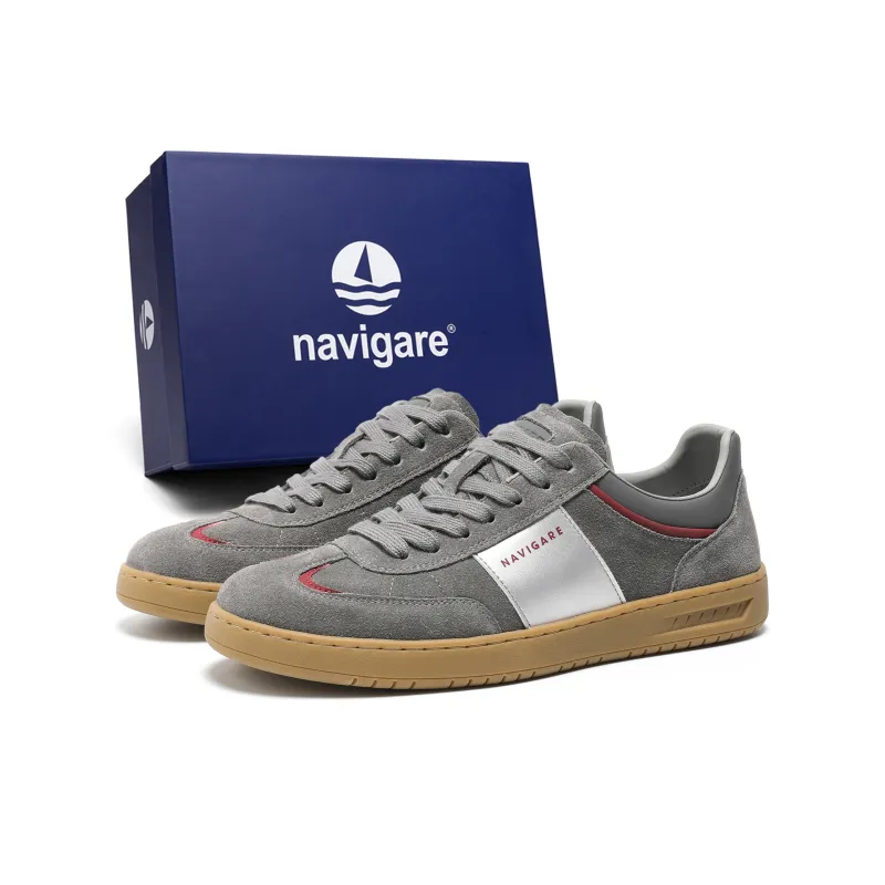 NAVIGARE Small Sailboats Height Increasing Skateboard Shoes Men's Gray-5
