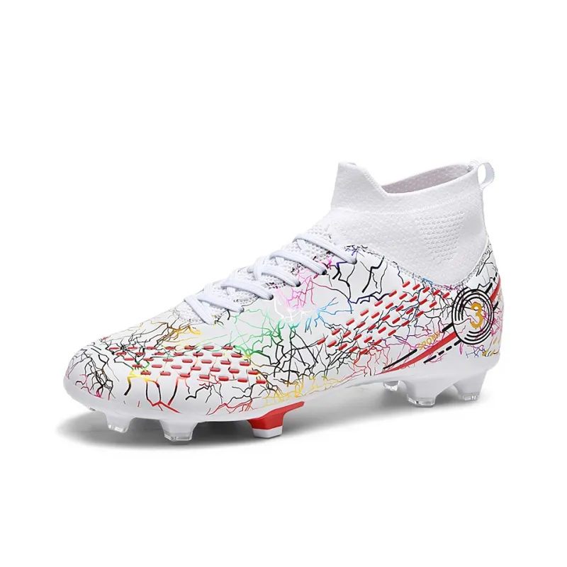 BIANSULONG Soccer Shoes Unisex High Top White Red-1