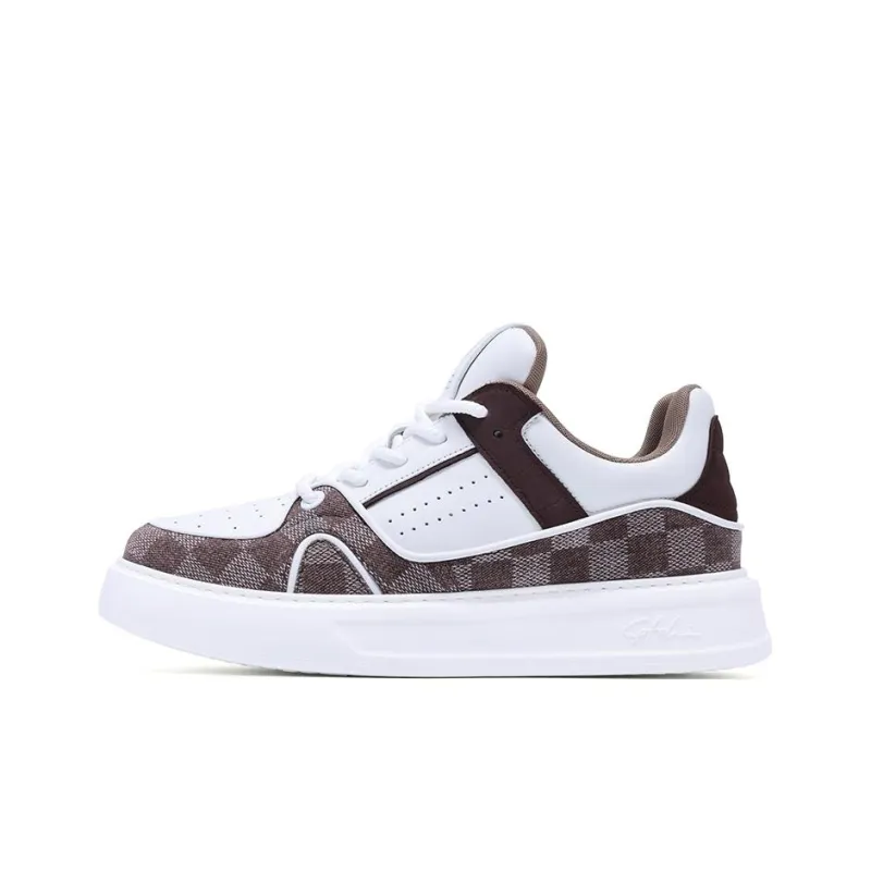 Satchi Slip Resistant Cushioning Wear Resistant Breathable Height Increasing Low Top Skateboard Shoes Men's Coffee-0
