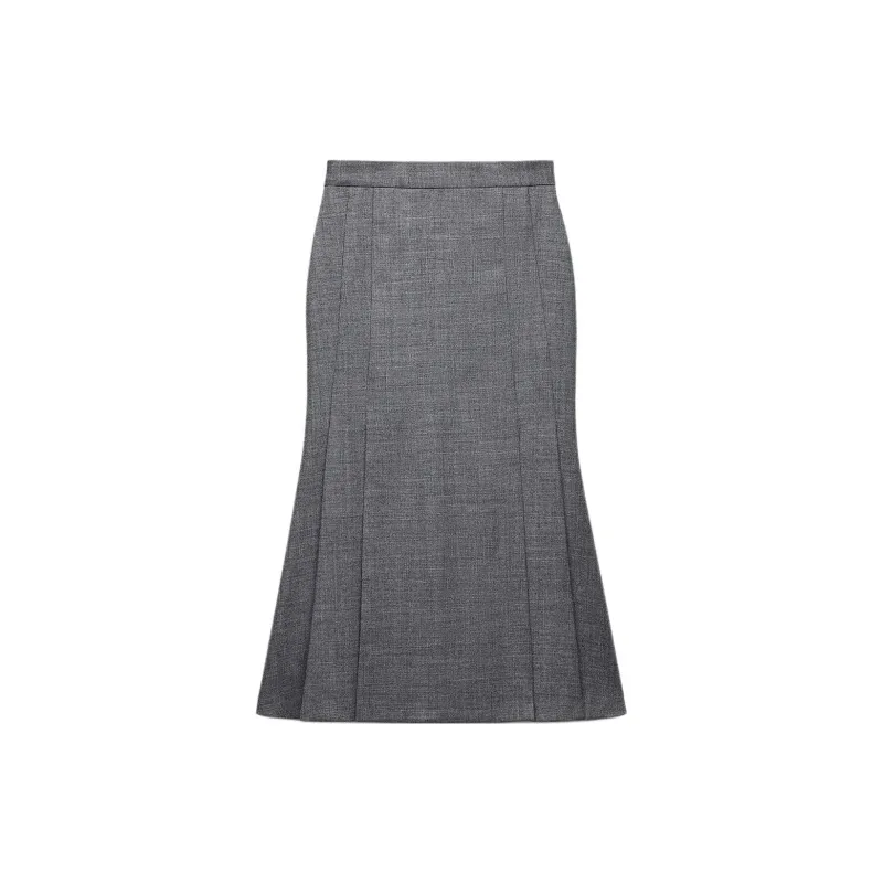 ZARA ZW Series Casual Long Skirts Women's Gray-1