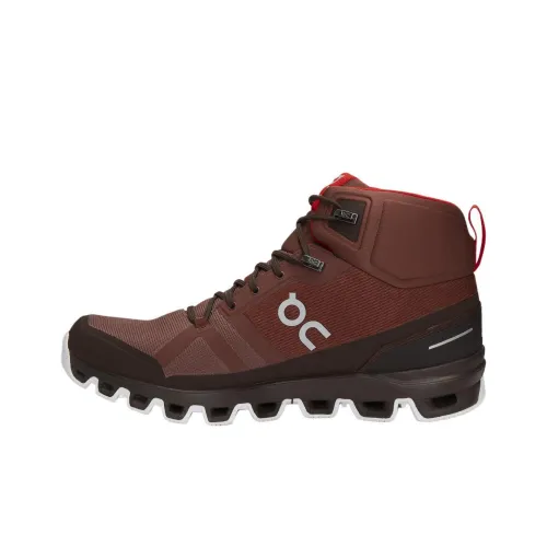 On Anti-Slip Wear-Resistant High-Top Hiking Shoes Men's Red Brown