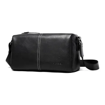 MOYYI Synthetic Leather Shoulder Bag Medium Size Men's Black