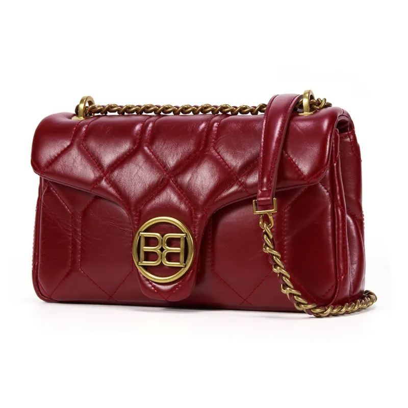 BOSSSUNWEN Cow Leather Crossbody Bag, Shoulder Bag Everyday Casual Vacation Regular Women's Black/Red-7