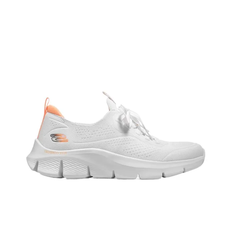 Skechers Flex Comfort Abrasion Resistant Low Top Casual Shoes Women's White Orange-1
