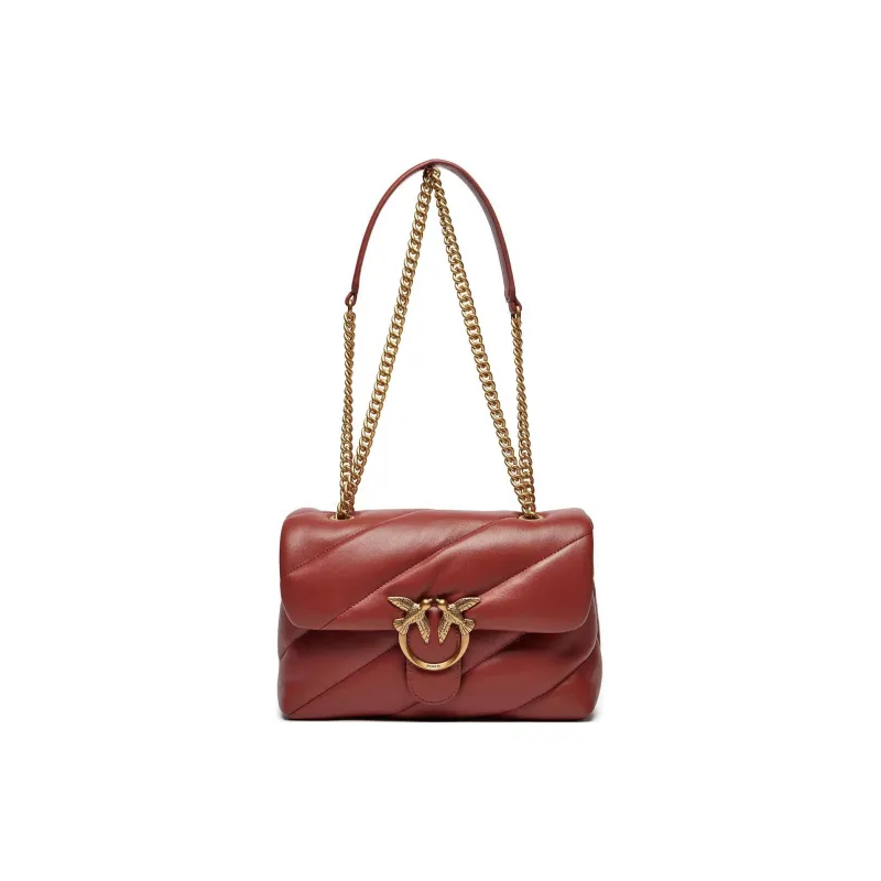 PINKO Love Bag Lambskin Crossbody Bag Shoulder Bag Women's Deep Red-1