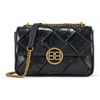 BOSSSUNWEN Cow Leather Crossbody Bag, Shoulder Bag Everyday Commute Casual Women's Black