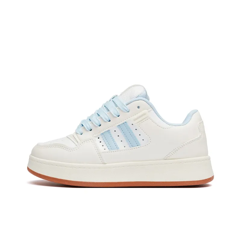 MEXICAN Anti Slip Wear Resistant Low Top Skateboard Shoes Women's White Blue-0