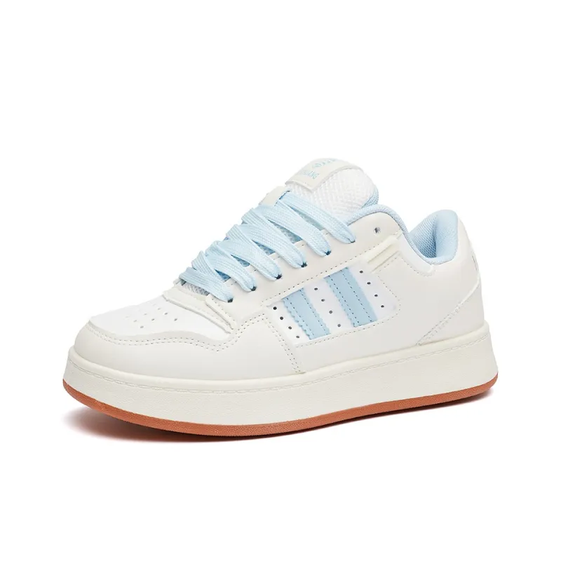 MEXICAN Anti Slip Wear Resistant Low Top Skateboard Shoes Women's White Blue-3