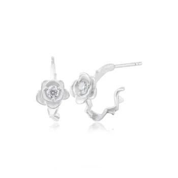 KING OF BLING 925 Sterling Silver Needle, Alloy Stud Earrings Unisex Good Luck, Peach Blossom