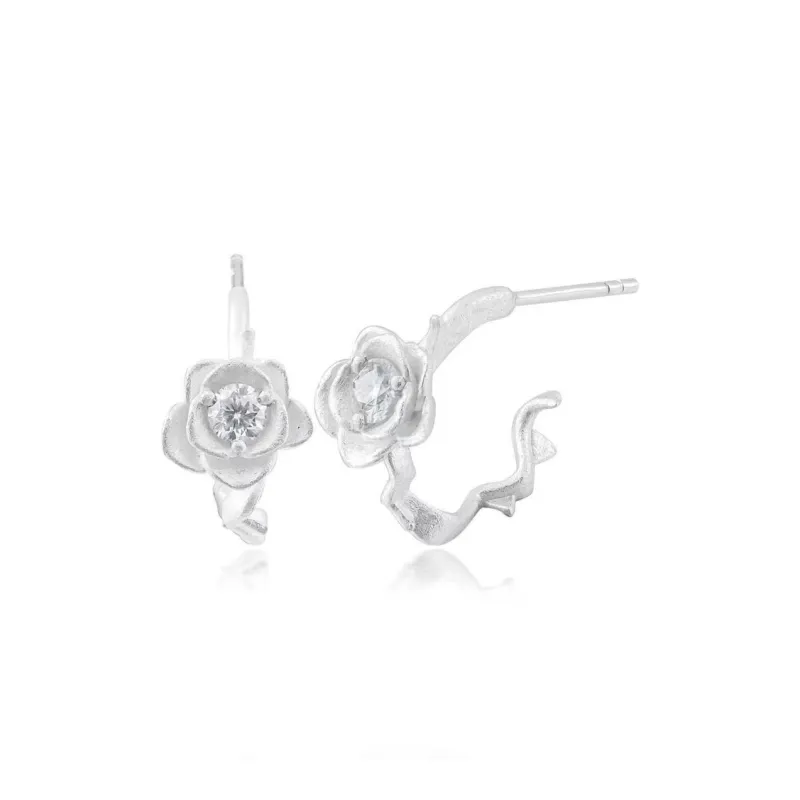 KING OF BLING 925 Sterling Silver Needle, Alloy Stud Earrings Unisex Good Luck, Peach Blossom-0