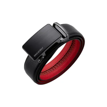 VAUSERDY Cow Leather Belts Men's Outer Black Inner Red Width 3.5cm