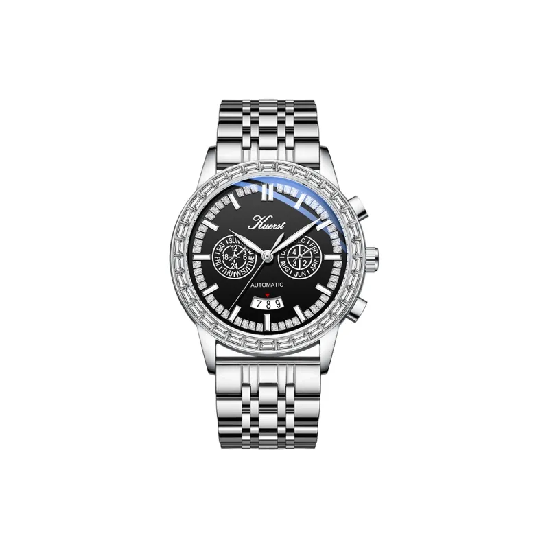 KUERST Automatic Mechanical Movement Steel Strap Watch Men's Watches White Dial-9